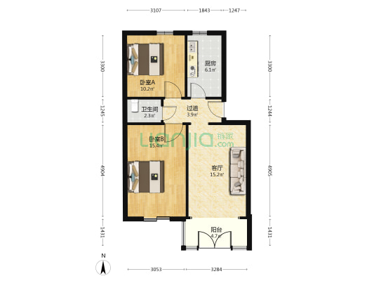 拱辰社区 2室1厅1卫 69平方