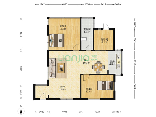 168大厦 2室2厅1卫 89平方