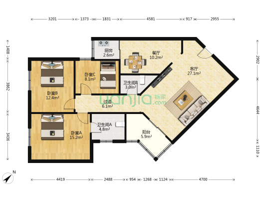 建筑电气研究所 3室2厅2卫 118平方