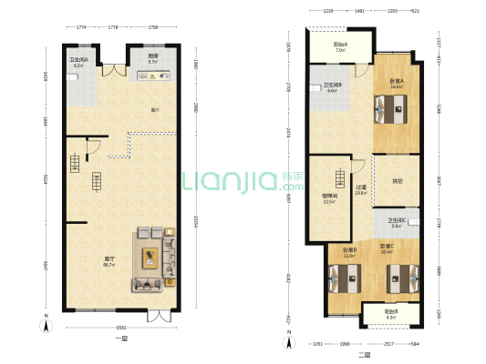 滨江国际 3室1厅3卫 280平方