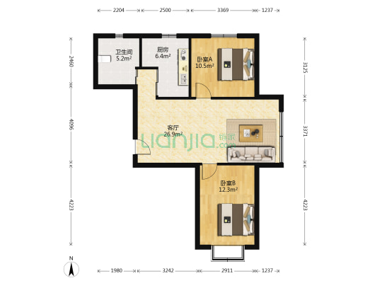 水调歌城A区 2室1厅1卫 83平方