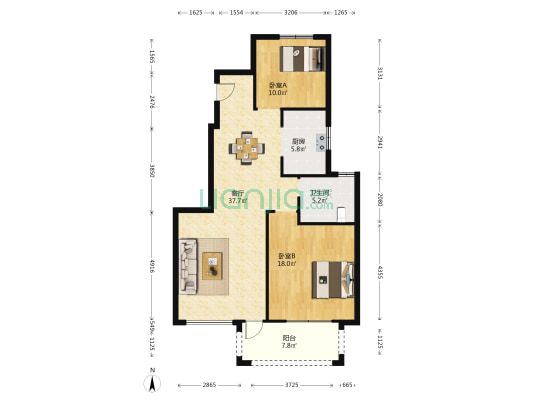山湾水榭 2室1厅1卫 109平方