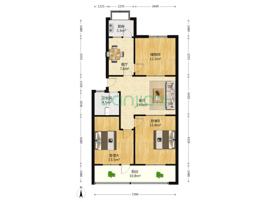 藁城区管委会宿舍 2室2厅1卫 106平方