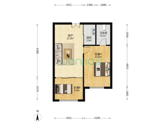 太和广场 2室1厅1卫 83平方