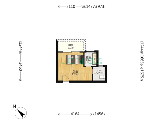 金河湾 1室0厅1卫 29平方