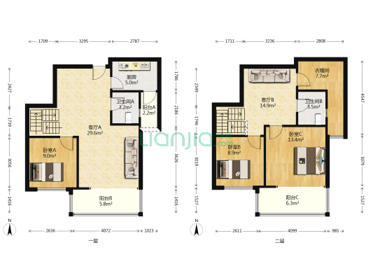 半山华府二期 3室2厅2卫 100平方