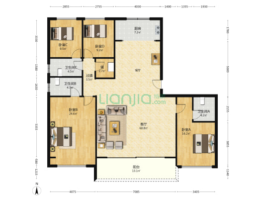 碧桂园·云顶 4室1厅3卫 201平方