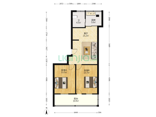 台江分局宿舍 2室1厅1卫 73平方