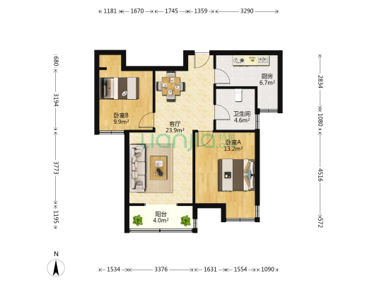 观城路 2室1厅1卫 85平方