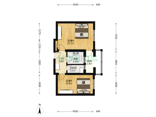 西木楼 2室0厅1卫 51平方