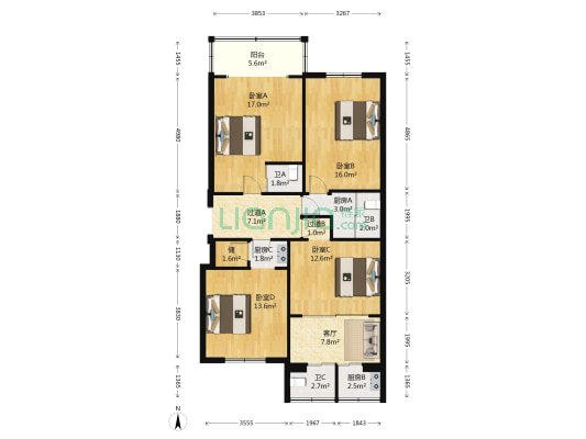 西塔小区 4室1厅3卫 130平方