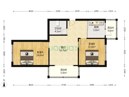 正基香江园 2室1厅1卫 84平方