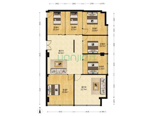 立信广场 6室2厅0卫 216平方