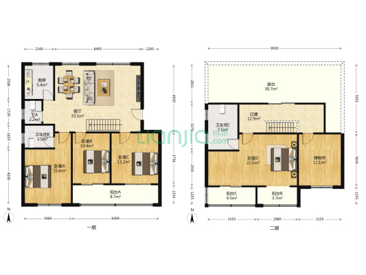 西南明苑 4室1厅3卫 173平方