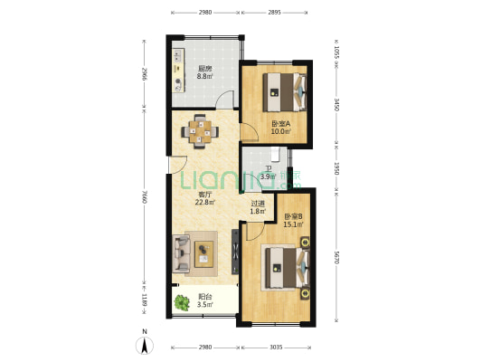 福信苑 2室1厅1卫 73平方