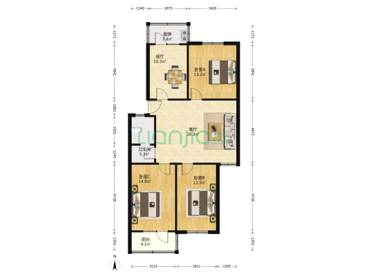 隆芳综合楼 3室2厅1卫 112平方