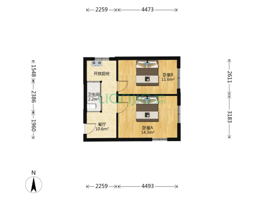 桃源小学 2室1厅1卫 49平方