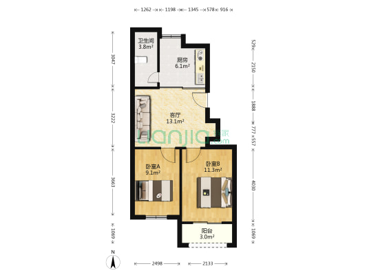 雪苑 2室1厅1卫 51平方