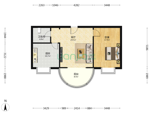 捷达园 1室1厅1卫 90平方