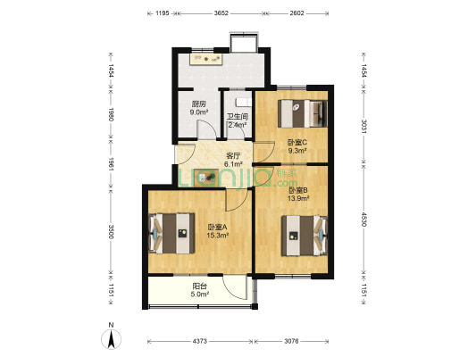 建文社区 3室1厅1卫 73平方