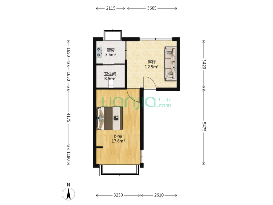 汴京路53号院 1室1厅1卫 49平方