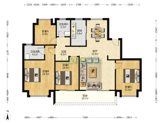 璞境 4室1厅2卫 143平方