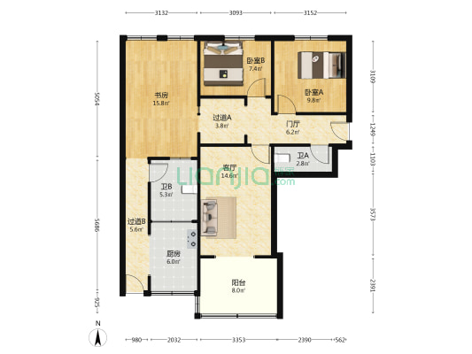 省话剧院生活区 3室1厅2卫 60平方