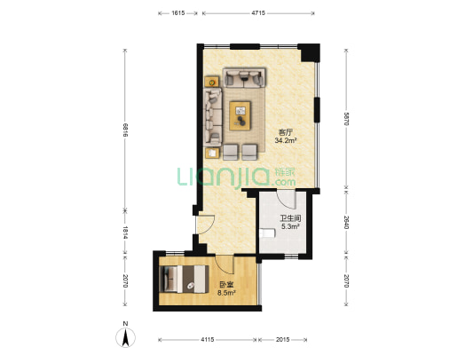 奥兰花园 1室1厅1卫 60平方