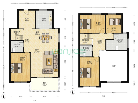 御河上院 4室2厅3卫 187平方
