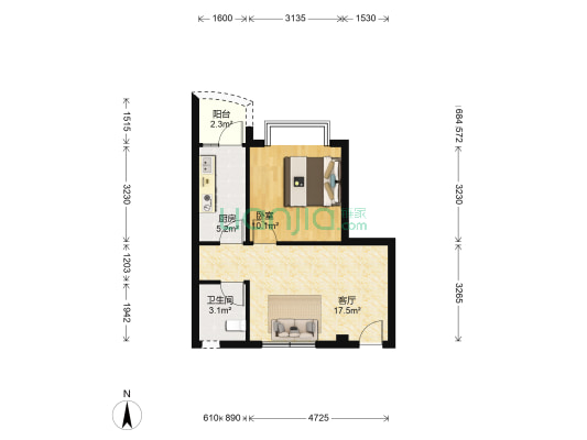 交大智能八期 1室1厅1卫 51平方