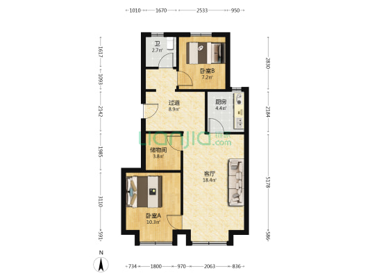 路劲公园上城 2室1厅1卫 80平方
