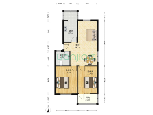 市政新颜小区 2室1厅1卫 78平方