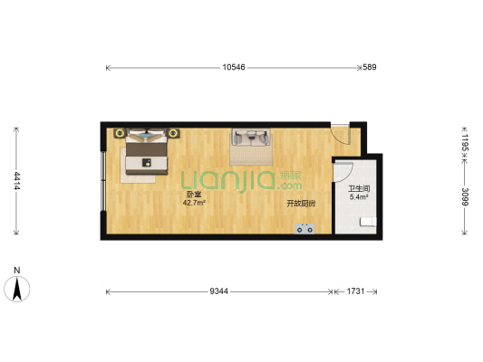 海信花伴里二期 1室0厅1卫 77平方