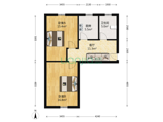 冷冻厂宿舍 2室1厅1卫 67平方