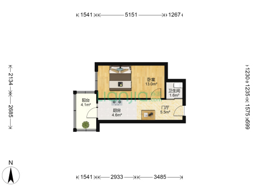 香滨名苑 1室0厅1卫 40平方