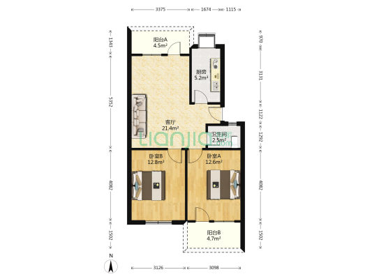 洪山消防中队宿舍 2室1厅1卫 74平方