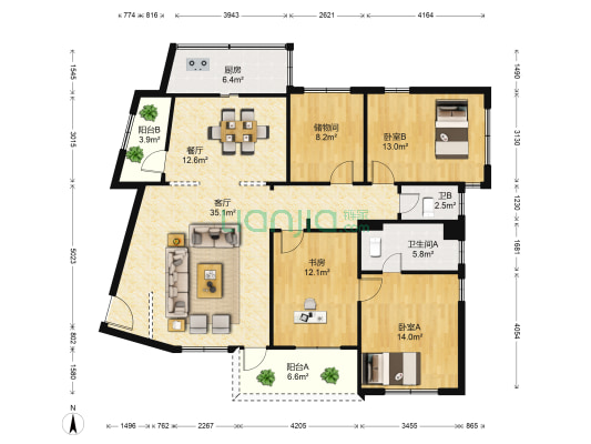 乐怡路158弄 3室2厅2卫 138平方