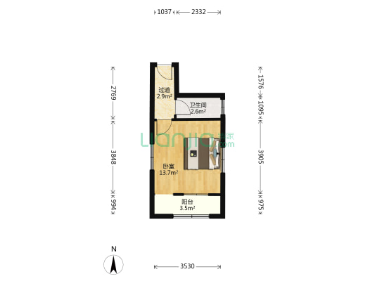 东正上岭路 1室0厅1卫 82平方