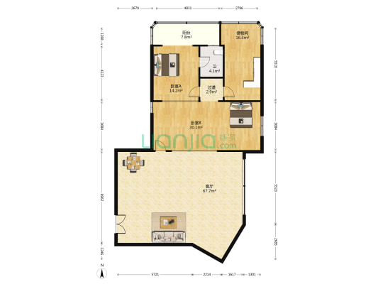 湘凯石化大厦 2室1厅1卫 181平方