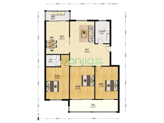 濠西路22号 3室2厅2卫 149平方
