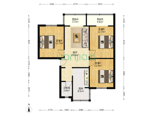 王家塘巷11号 3室1厅1卫 81平方