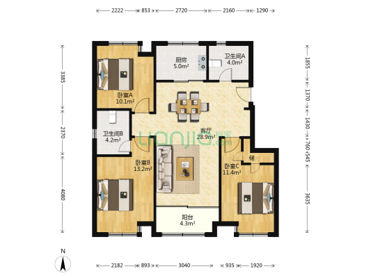 翡丽云邸 3室1厅2卫 106平方