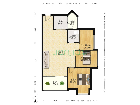 皇庭波西塔诺 3室1厅1卫 84平方