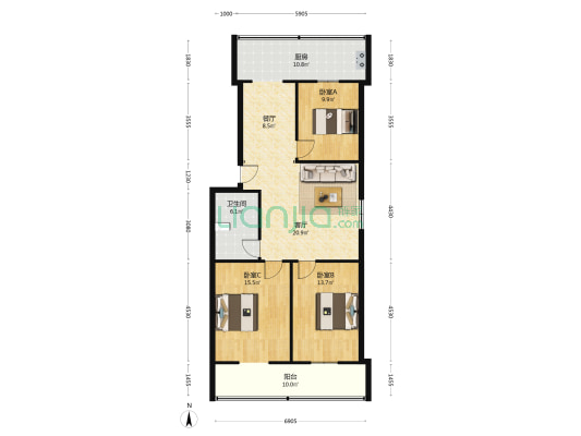 水产公司宿舍 3室2厅1卫 113平方