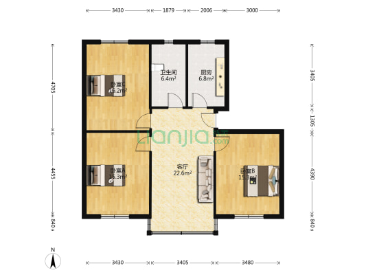 长江路268号 3室1厅1卫 101平方