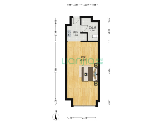 上影广场 1室0厅1卫 58平方
