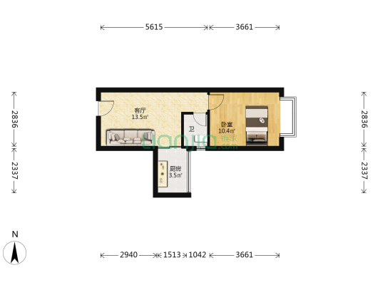 新天地大厦 1室1厅1卫 40平方
