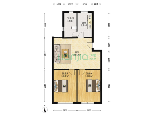苗圃路138弄 2室1厅1卫 84平方