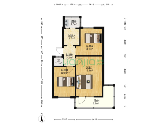 成成中学宿舍 3室0厅1卫 57平方