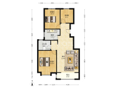 洋房中间楼层，南北通透三居 满二 视野宽阔 采光充足-涿州香邑溪谷悦都小区户型图